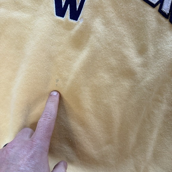 University Of Washington Embroidered Logo Sweatshirt Champion Unisex Med Yellow - Picture 10 of 11